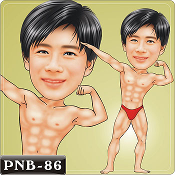 泳褲猛男人像Q版漫畫PNB-86